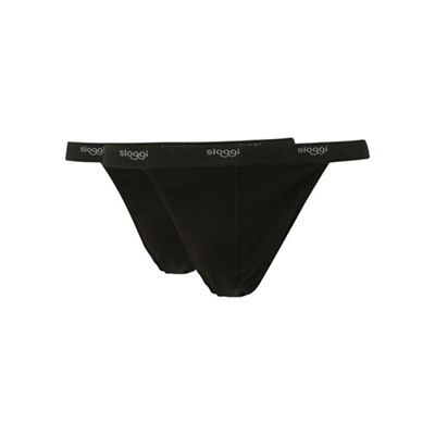 Pack of two black basic tangas